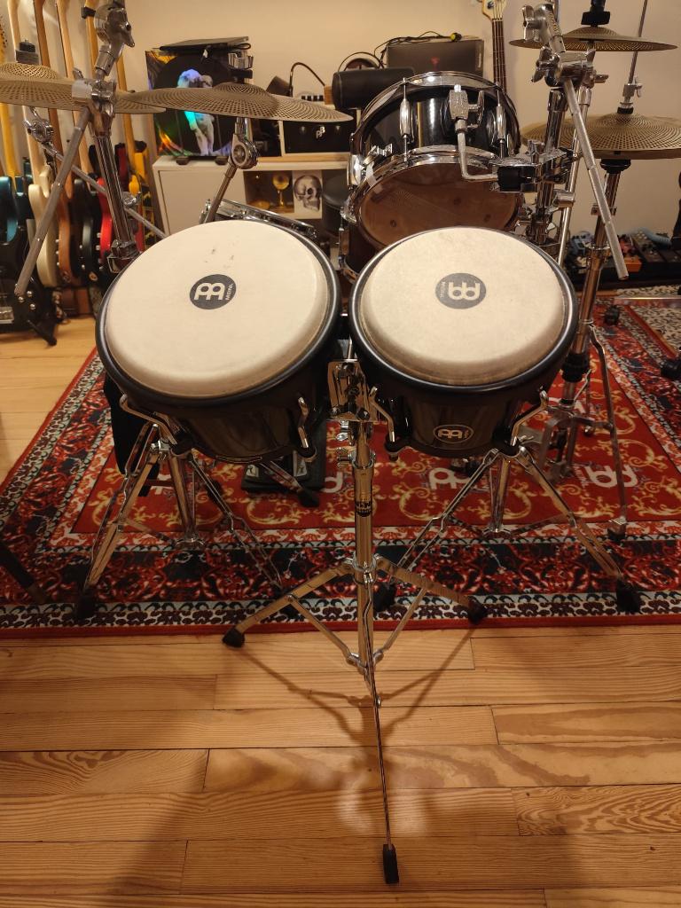 Meinl HB50BK Journey Bongos + Nino 20 Bongo Stand, Muziek en Instrumenten, Ophalen of Verzenden, Gebruikt, Trommel