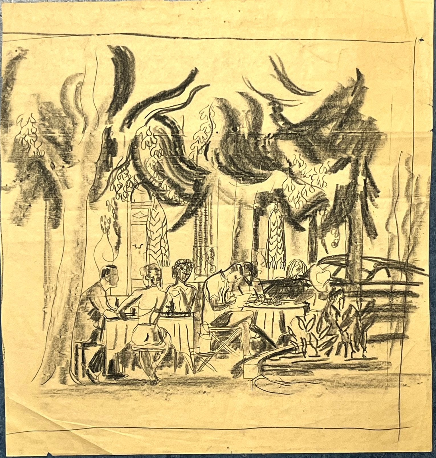 Tekening op papier, Frankrijk jaren 40/50, Dufy?, Ophalen of Verzenden