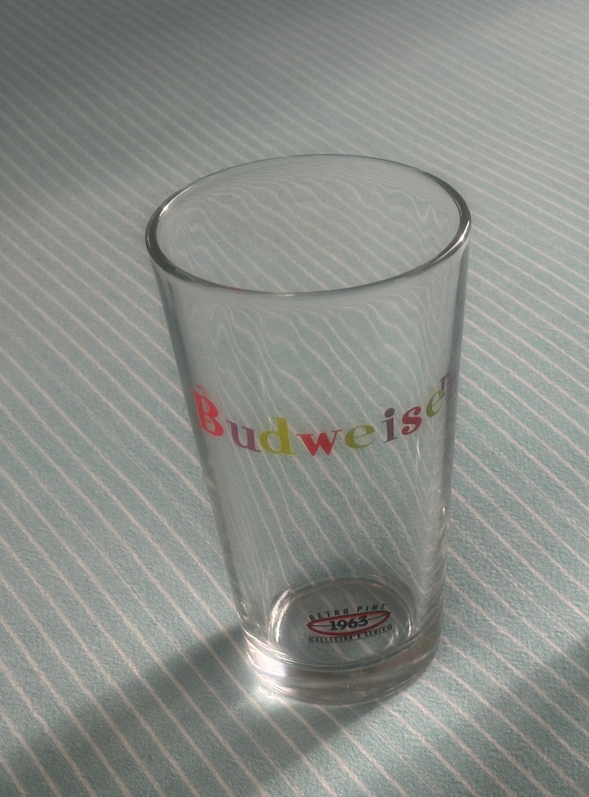 Budweiser 1963 bierglas, Ophalen of Verzenden, Zo goed als nieuw, Glas of Glazen, Overige merken