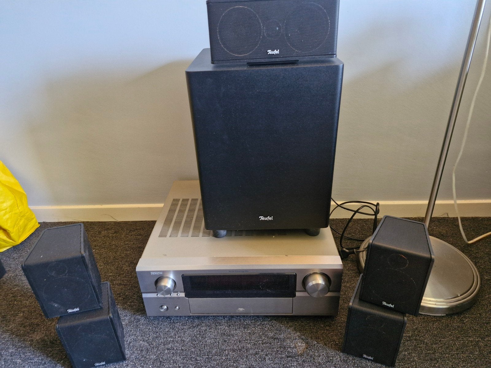 Denon AVR-3805 AV Receiver met Teufel speakers en kabels, Ophalen, Gebruikt, Denon, 120 watt of meer