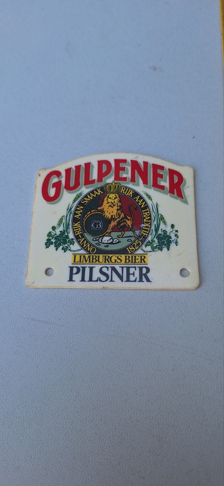 Gulpener bier tapruiter schildje (27.4), Verzamelen, Ophalen of Verzenden, Zo goed als nieuw, Overige merken