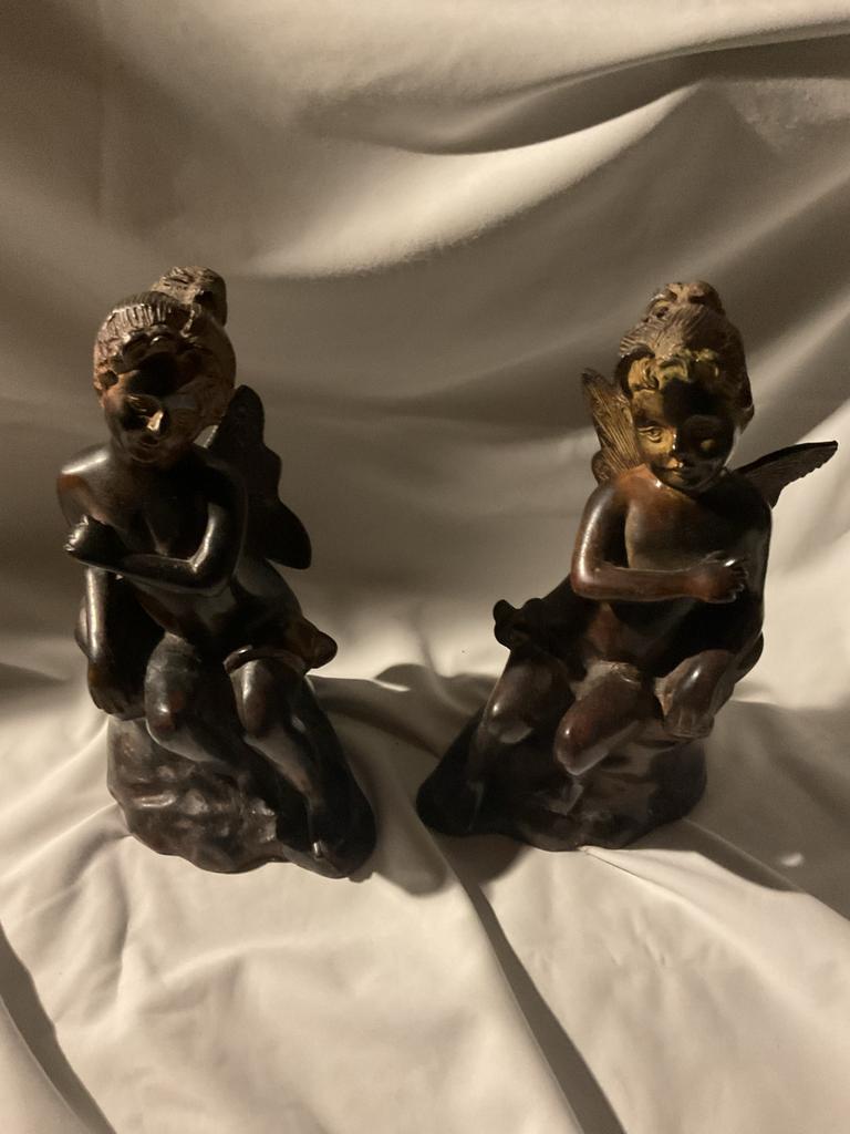 Bronzen Boekensteunen - Engelen/Putti, Antiek en Kunst, Ophalen of Verzenden