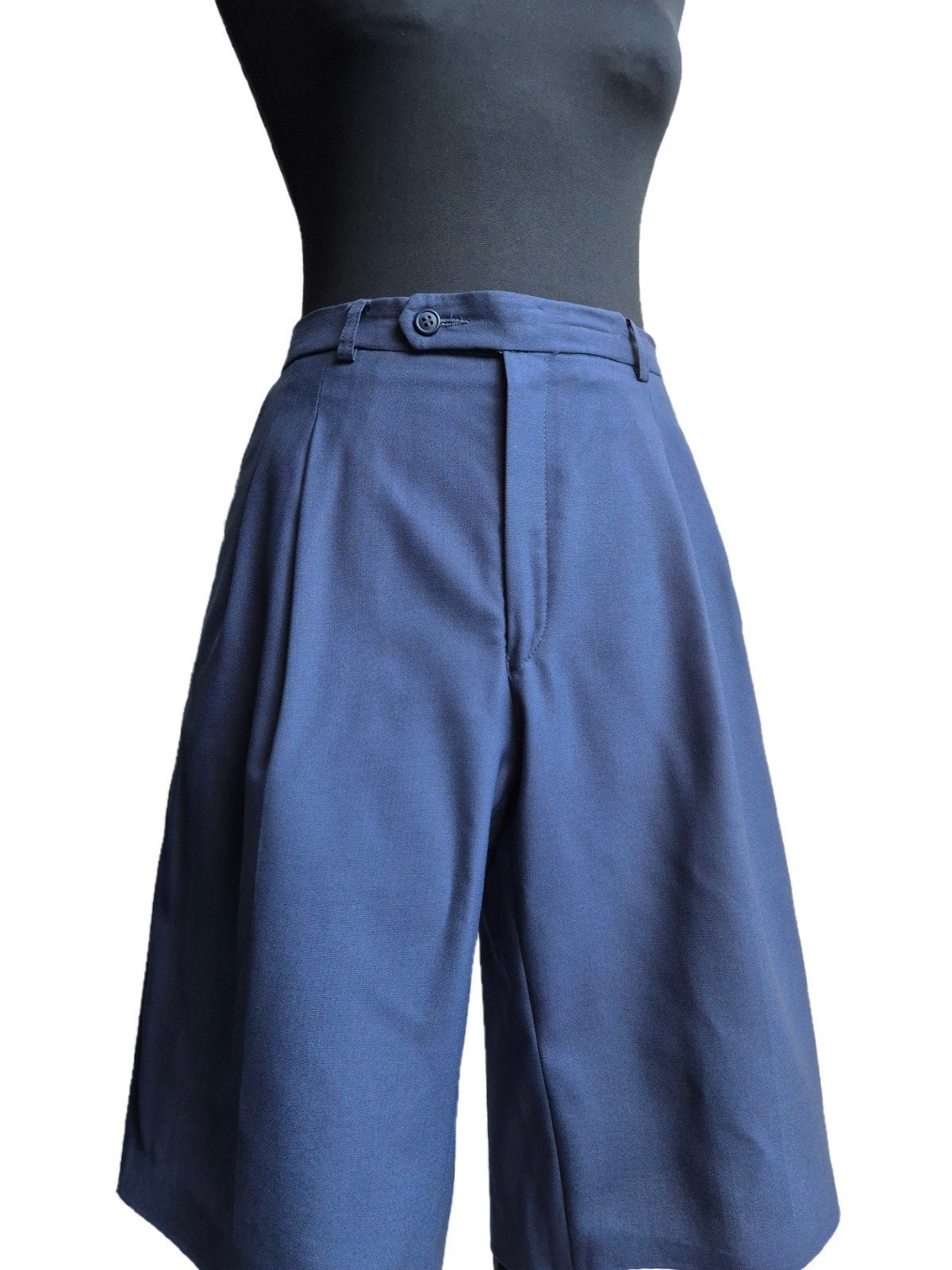 Vintage bandplooi bermuda shorts, Kort, Blauw, Maat 42/44 (L), Ophalen of Verzenden
