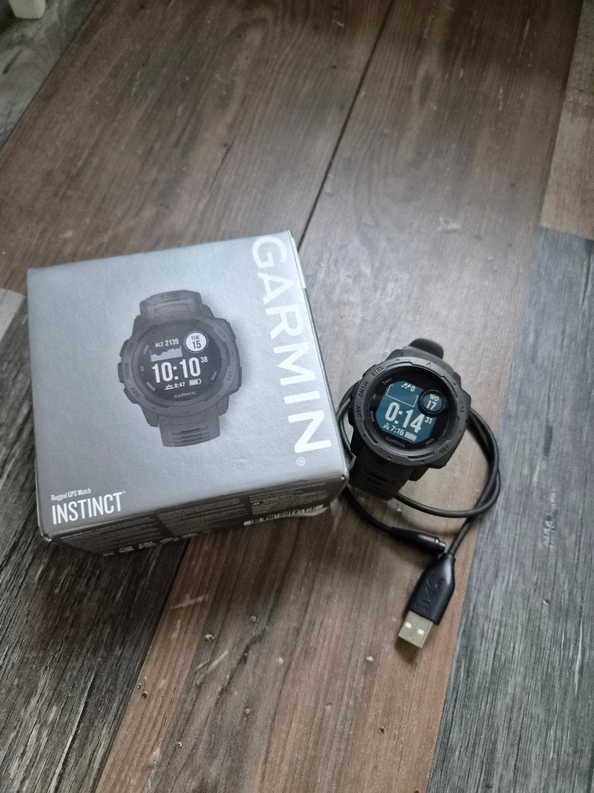 Garmin Instinct horloge grijs, Ophalen of Verzenden, Gebruikt, Grijs, Android