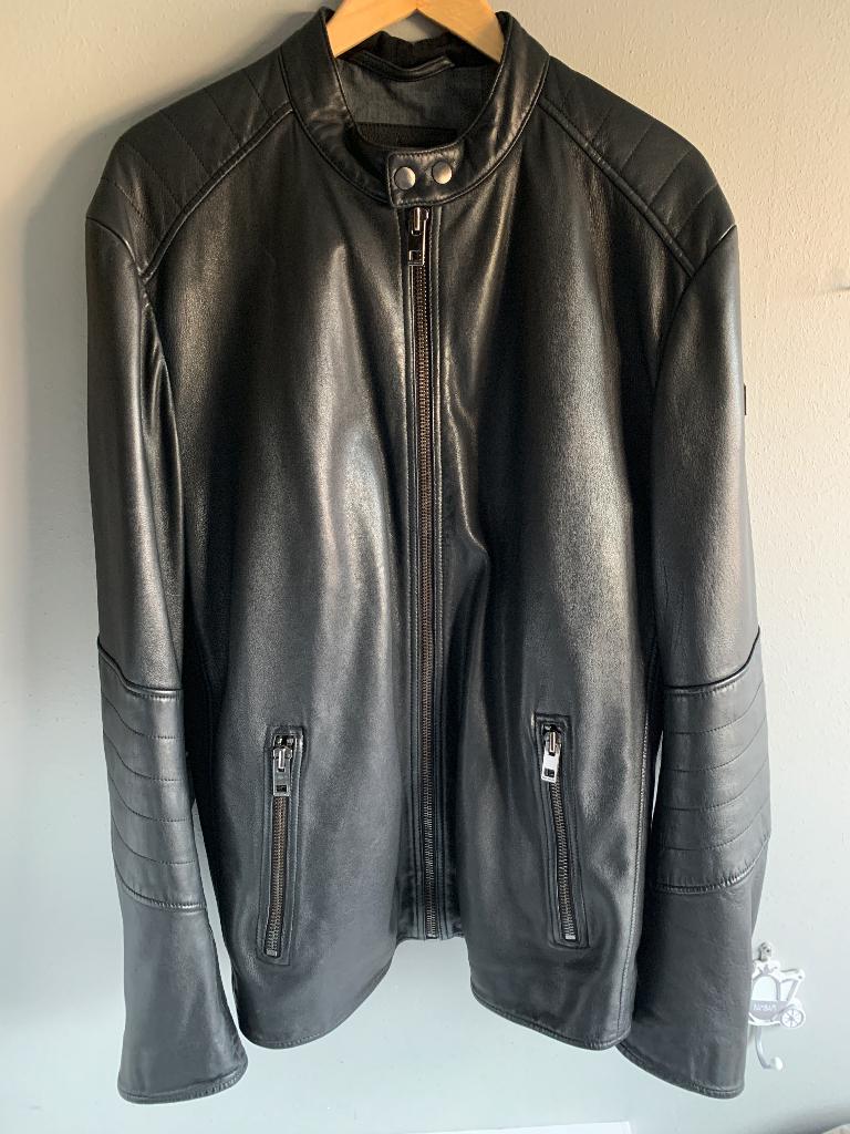 Prachtige Hugo Boss Orange Zwarte Leren Jack XXXL, Kleding | Heren, Jassen | Winter, Zwart, Overige maten, Ophalen of Verzenden