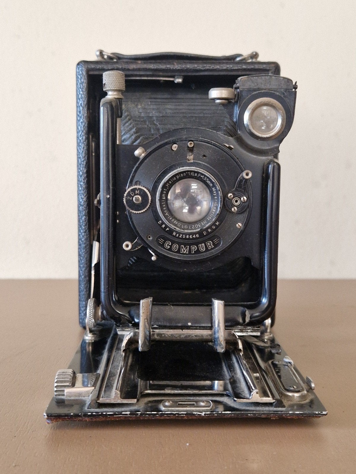 Antieke opvouwbare camera met Compur sluiter, Ophalen of Verzenden