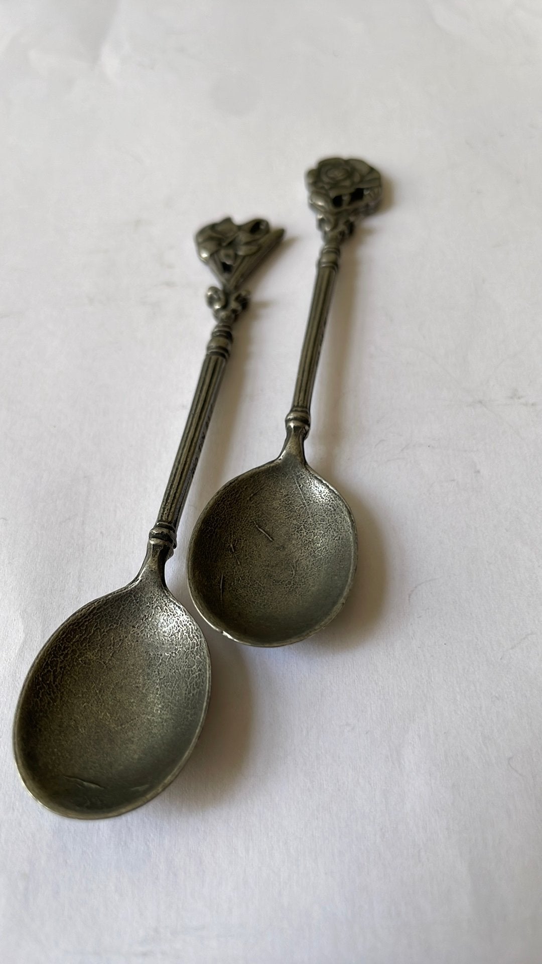 2 Antieke Tinnen lepeltjes, Antiek en Kunst, Ophalen of Verzenden