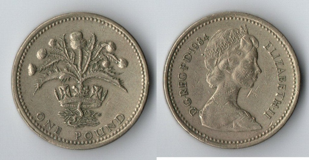 Britse 1 Pond munt 1984 - Distel ontwerp, Verzenden, Overige landen, Losse munt