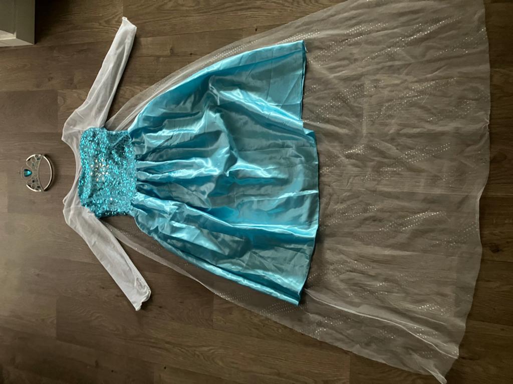 Frozen Elsa Jurk Maat 130, Ophalen of Verzenden, Zo goed als nieuw, 122 t/m 128, Meisje