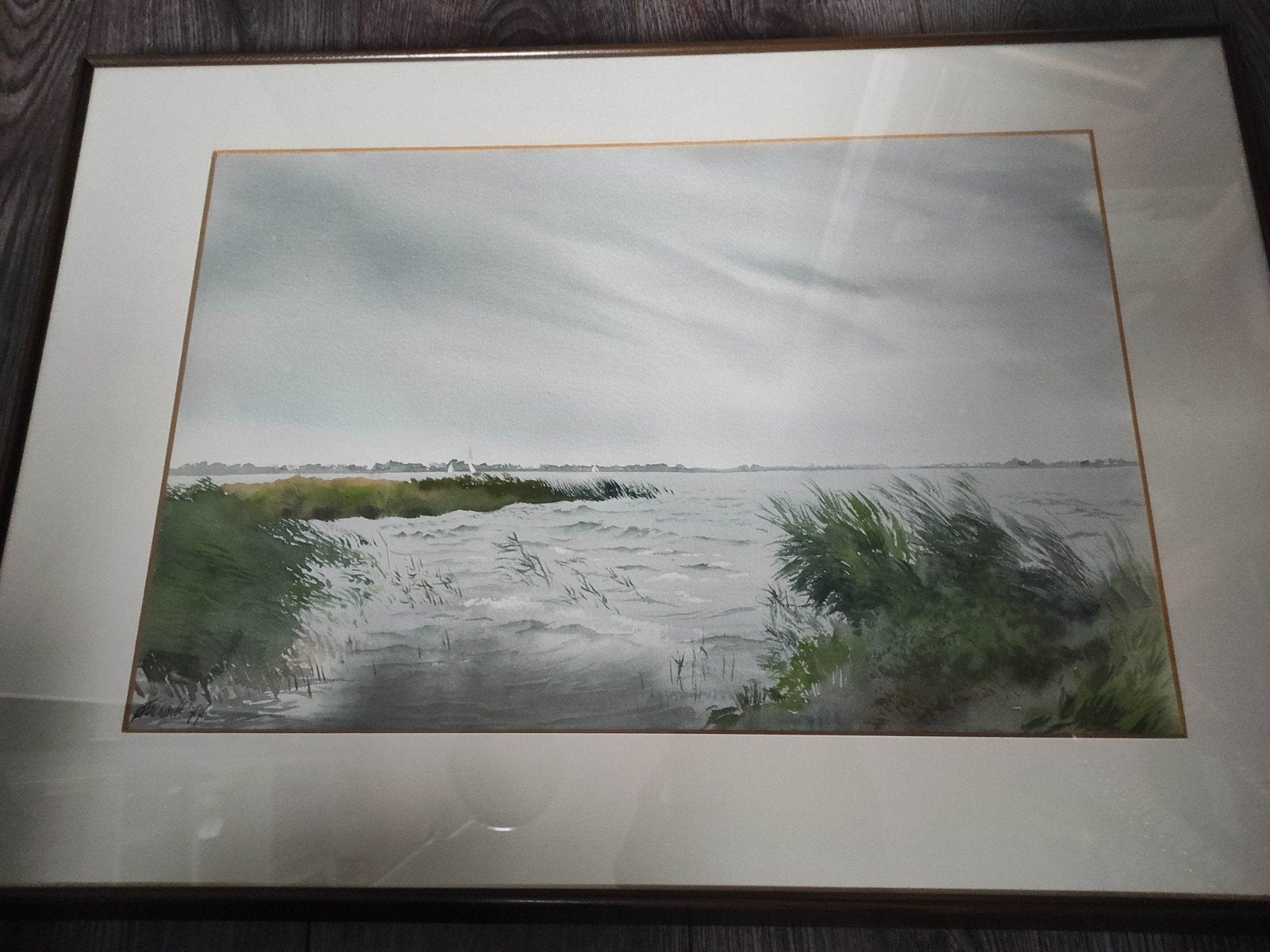 Heegermeer aquarel Thomas de Klerk (1944) 1977 achter glas, Antiek en Kunst, Ophalen of Verzenden