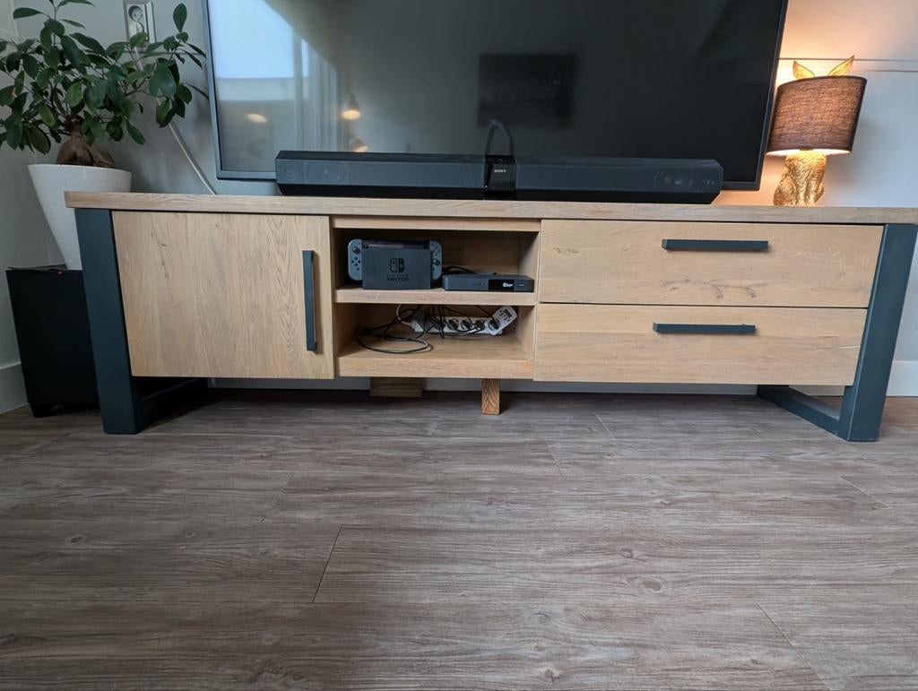 TV-meubel Pronto Wonen Verato Natural Grey, Ophalen, 150 tot 200 cm, Zo goed als nieuw, Minder dan 100 cm