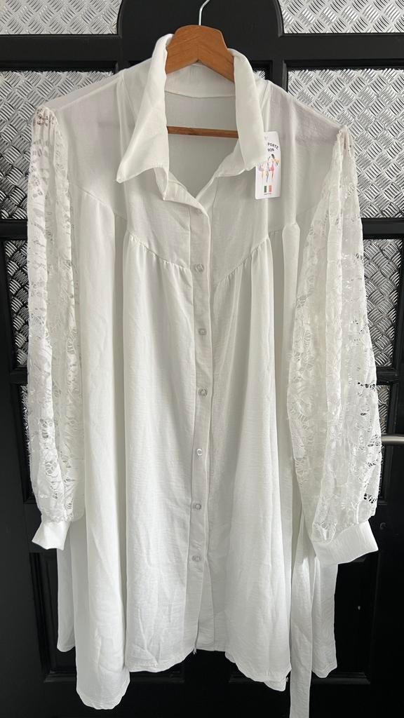 Witte blouse of roze blouse met kanten mouw, Ophalen of Verzenden, Nieuw, Maat 46/48 (XL) of groter, Wit