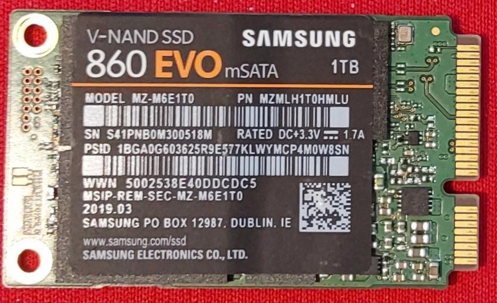 Samsung 860 EVO mSATA SSD 1TB - ZGAN met CrystalDiskInfo, Computers en Software, Harde schijven, Ophalen of Verzenden