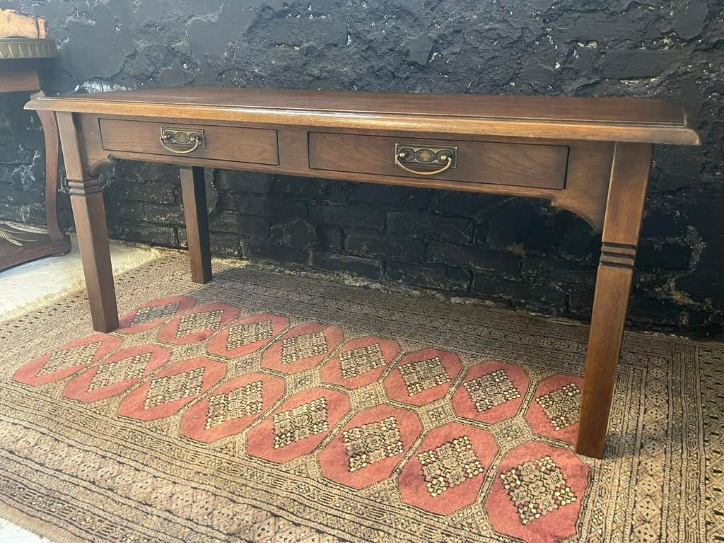 Vintage salontafel tafel teak antieke stijl country style, Ophalen, Minder dan 50 cm, Gebruikt, 100 tot 150 cm