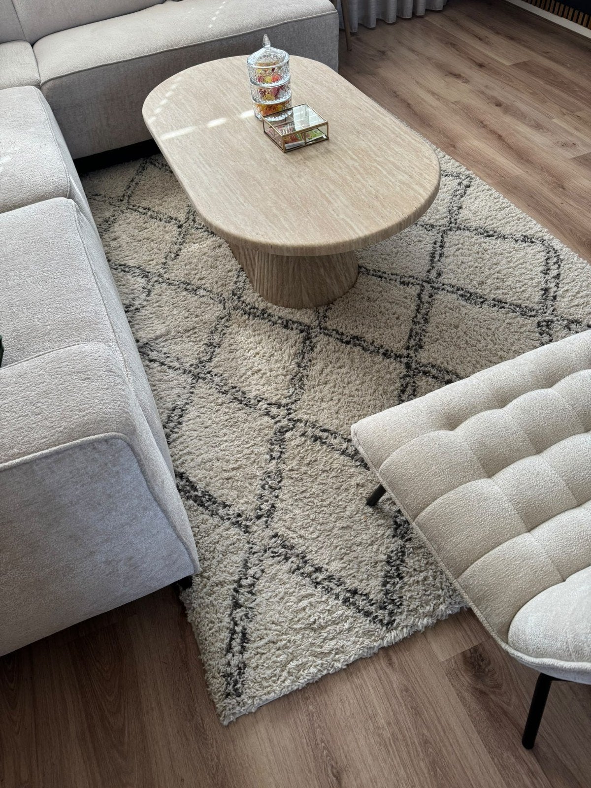 Crème vloerkleed met patroon 160x230 cm, Ophalen, Modern, Scandinavisch, 150 tot 200 cm, 200 cm of meer