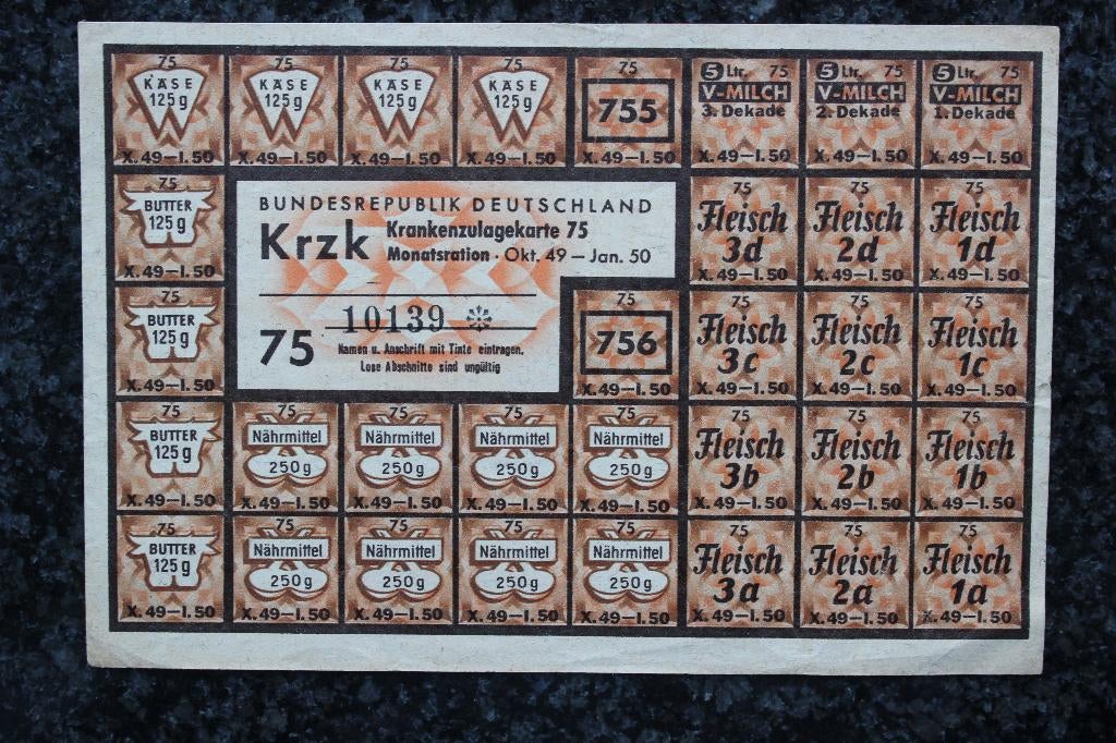 DUITSLAND 1949-1950 BONKAART VOOR LEVENSMIDDELEN COMPLEET!, Verzamelen, Ophalen of Verzenden, 1940 tot 1960, Duitsland
