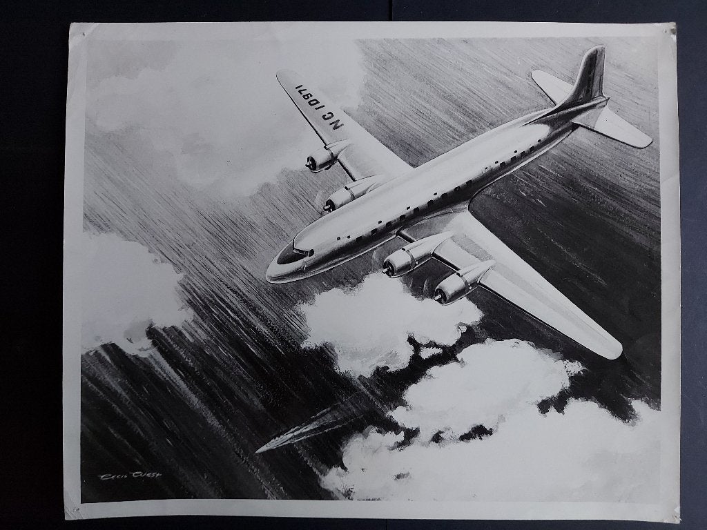 Foto van een tekening van een Douglas DC-6 (F848), Ophalen of Verzenden, Gebruikt, Kaart, Foto of Prent