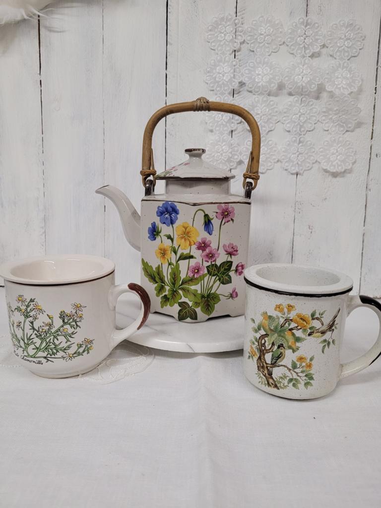 Wildflower theepot en 2 theemokken met infuser, Verzenden