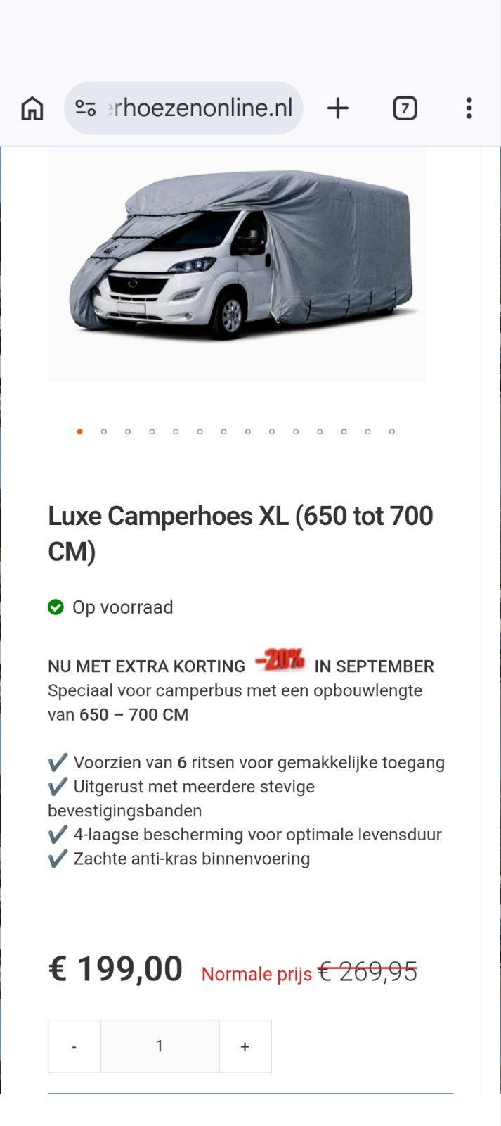 Luxe camperhoes maat L 600- 650, Ophalen, Gebruikt