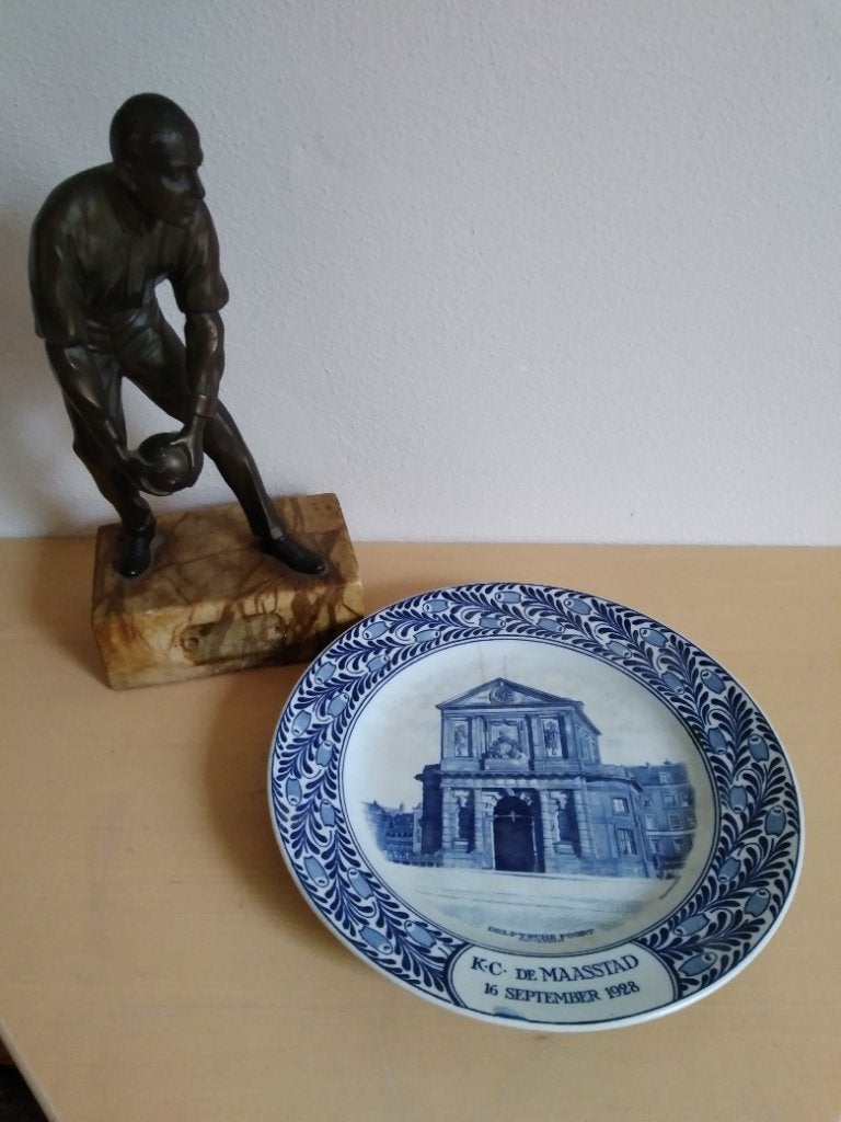 Kegel prijs en bord De Maasstad 1928, Ophalen of Verzenden