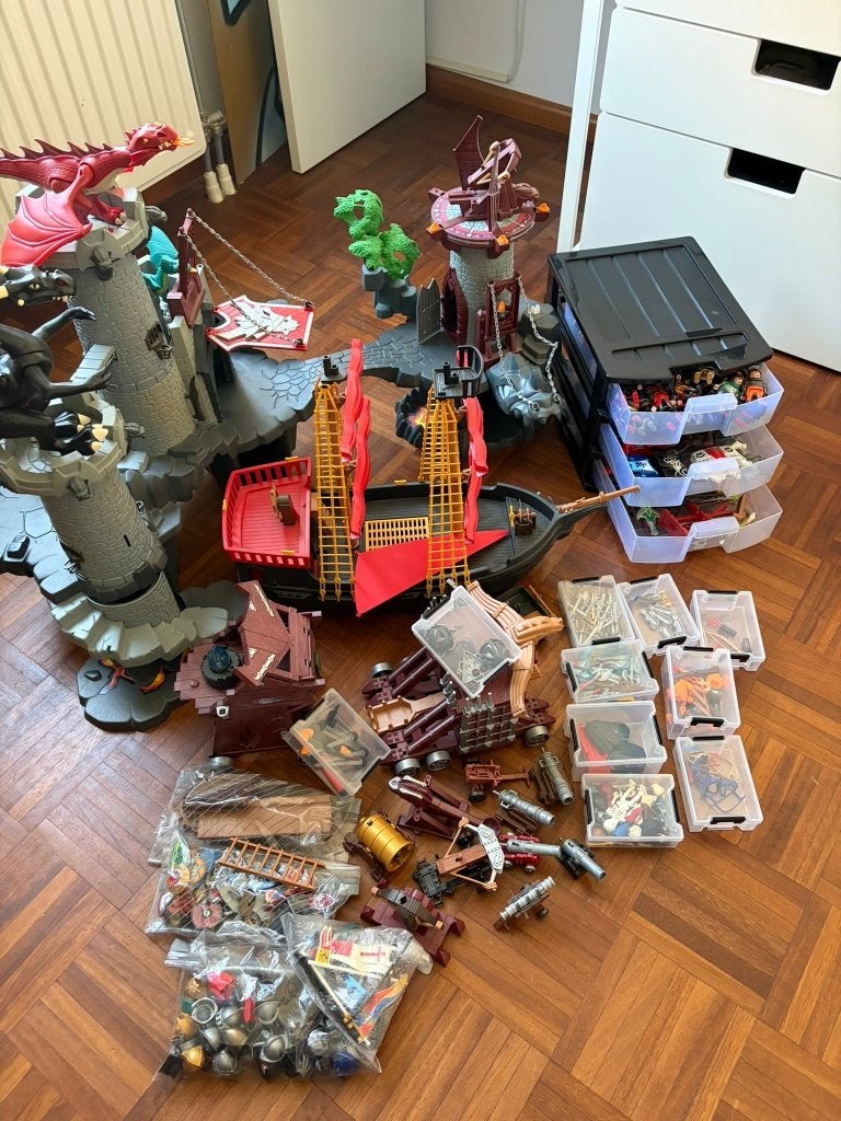 GIGA Playmobil Ridders & Draken Partij. Kasteel en schip, Ophalen, Gebruikt, Complete set, Kasteel/Fort