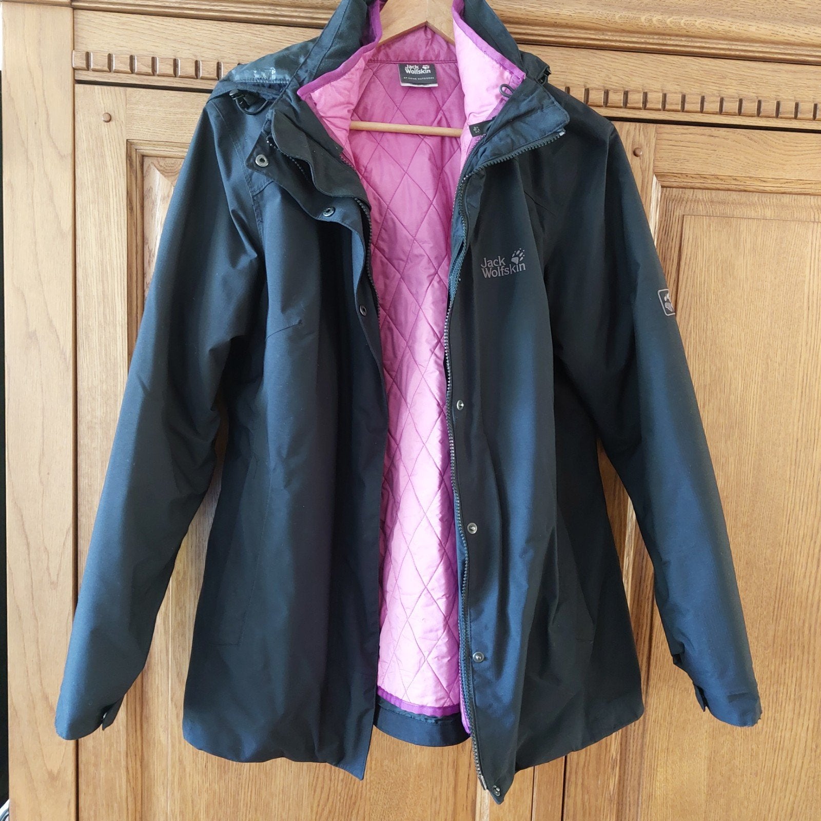 Jack Wolfskin Microguard 2-in-1 Jas Dames Maat L ZGAN, Zwart, Maat 42/44 (L), Ophalen of Verzenden, Zo goed als nieuw