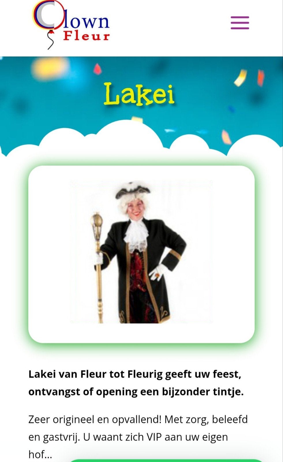 Lakei of Piccolo op uw feest? Entree act, Ophalen of Verzenden
