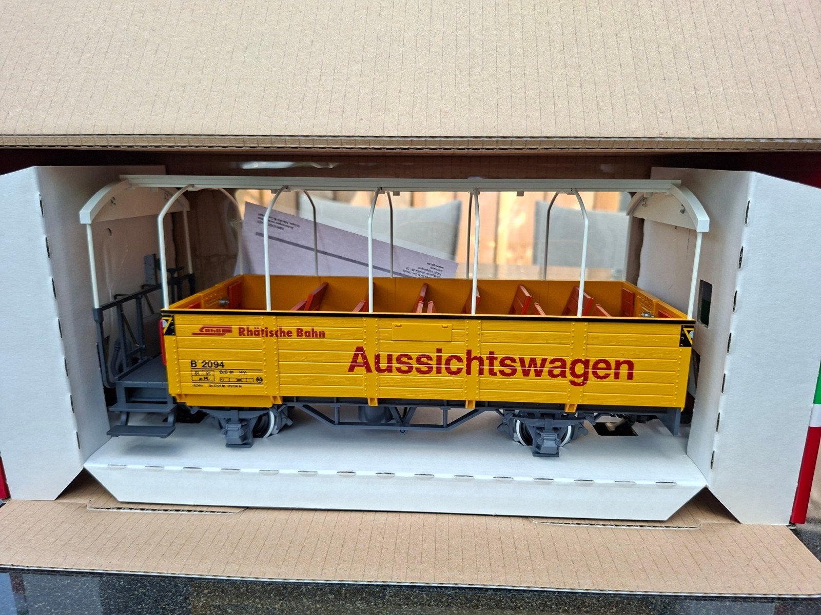Lgb uitzichtwagon RhB 34252 nieuw in ovp metalen wielen, Ophalen of Verzenden, Nieuw, Wagon, LGB