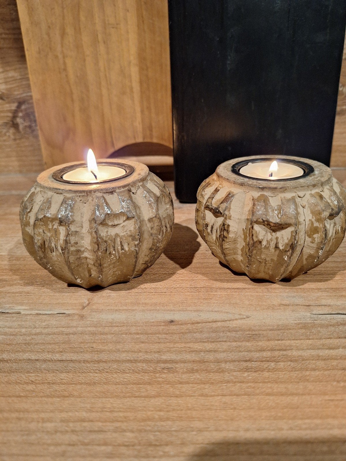 Houten waxinelichthouders, Bruin, Waxinelichthouder, Nieuw, Ophalen of Verzenden