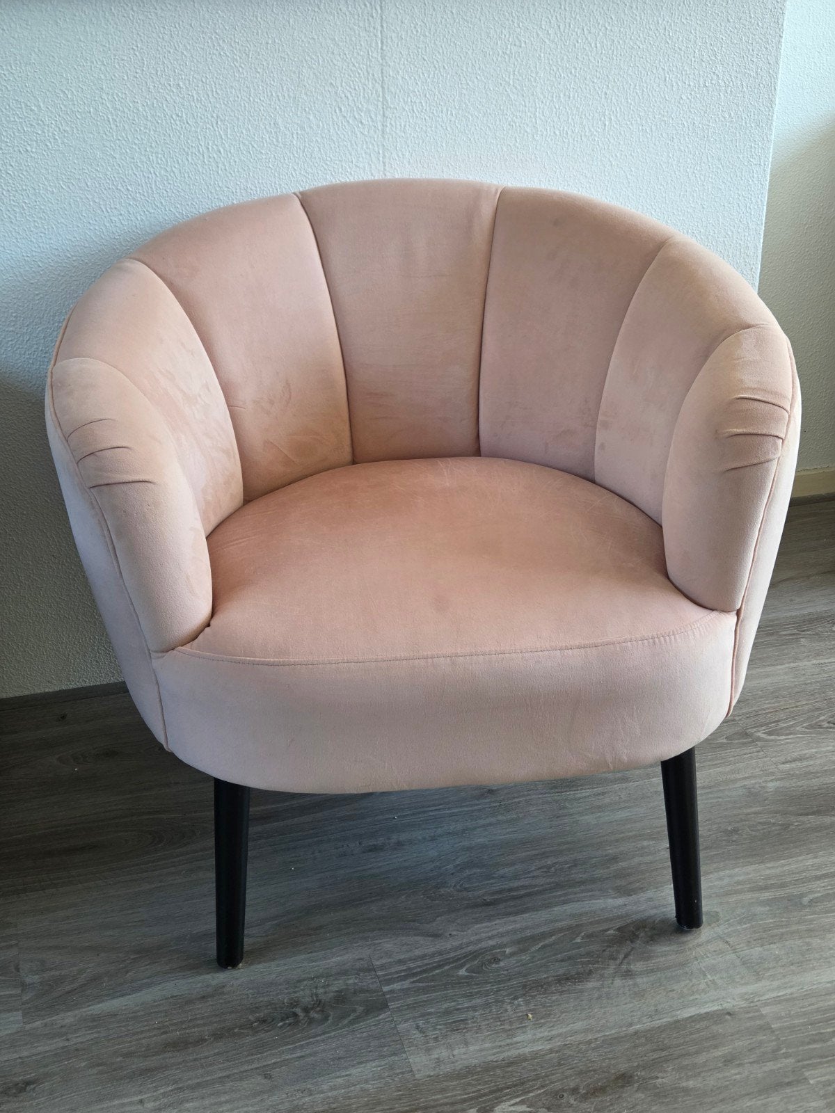 Roze fluwelen fauteuil, Minder dan 75 cm, Ophalen of Verzenden, Zo goed als nieuw, 75 tot 100 cm