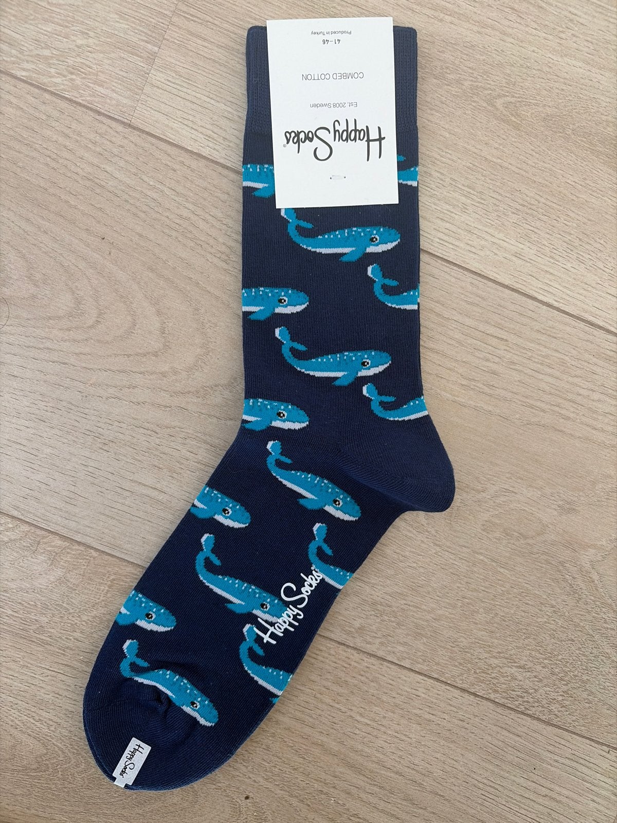 Happy Socks walvisprint - Maat 41-46, Kleding | Heren, Sokken en Kousen, Verzenden, Nieuw, Maat 43 t/m 46, Blauw