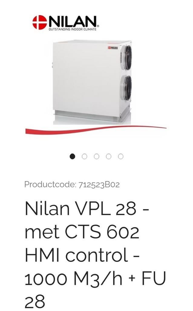 Nilan VPL28 WTW unit, Ophalen of Verzenden, Afzuiger