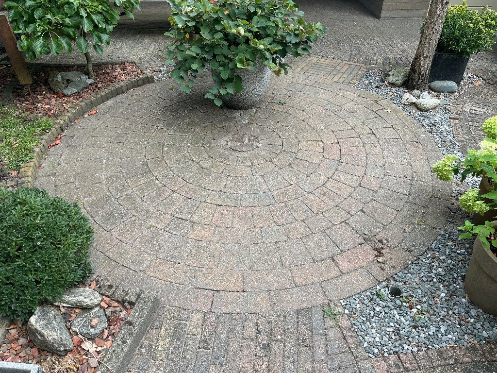 terras cirkel genuanceerd rood/grijs, Tuin en Terras, Ophalen, Gebruikt