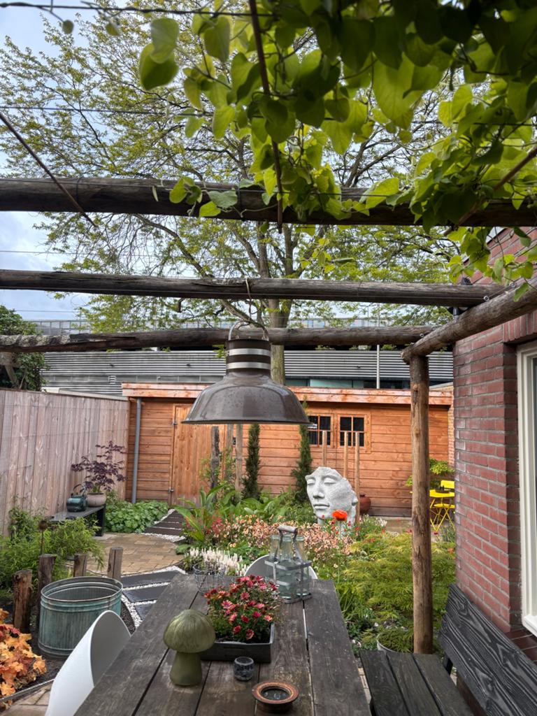 Grote Industriële Hanglamp - Bruin Metaal, Huis en Inrichting, Lampen | Hanglampen, Ophalen, Zo goed als nieuw, Metaal, 50 tot 75 cm