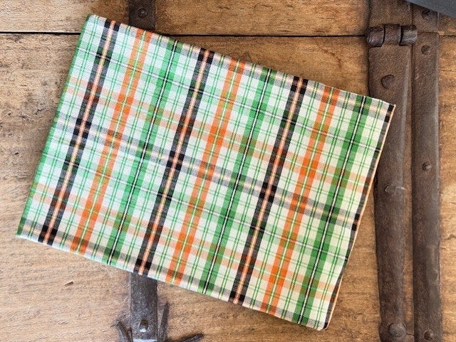 Stof ruit groen oranje zwart vintage retro ruitjes, 120 cm of meer, Nieuw, Ophalen of Verzenden, Katoen