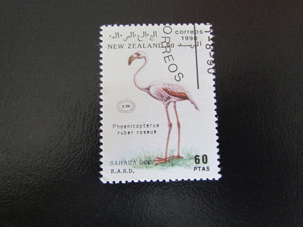 Postzegel Vogel: Roze Flamingo uit Sahara, Ophalen of Verzenden, Gestempeld, Dier of Natuur