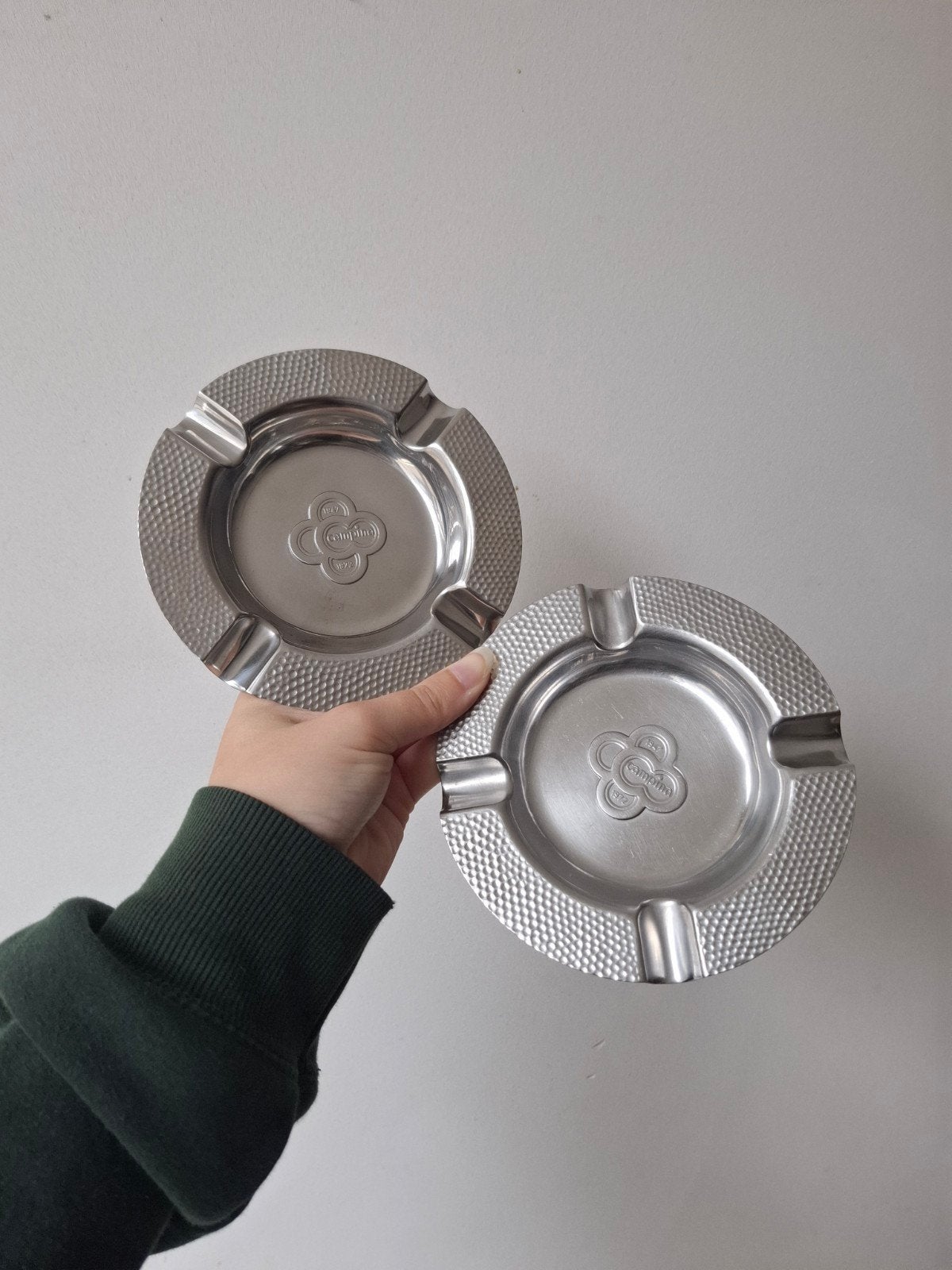 2 vintage Campina asbakken - 25 jaar jubileum, Ophalen of Verzenden, Gebruikt, Gebruiksvoorwerp