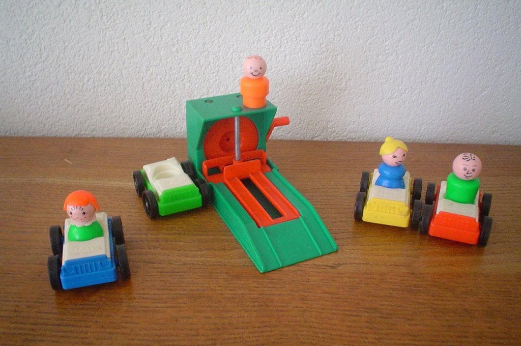Vintage brug, auto's, popjes., Ophalen of Verzenden, Zo goed als nieuw, Speelset, Met geluid
