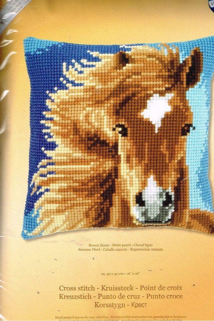 Cado vervaco borduurpakket kussen, PAARD/ BLAUW, Ophalen of Verzenden, Nieuw, Handborduren, Borduurpakket