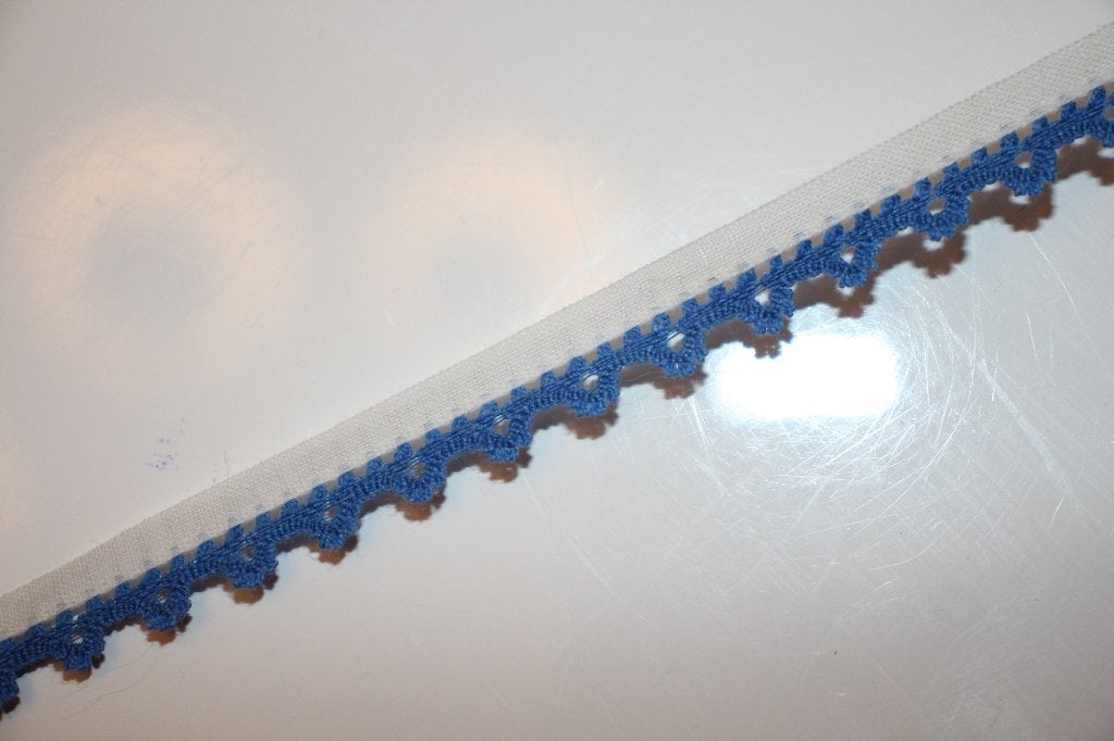 Band met geschulpte zijkant - blauw / wit - 9mm #3631, Ophalen of Verzenden, Nieuw, Lint, Band of Elastiek