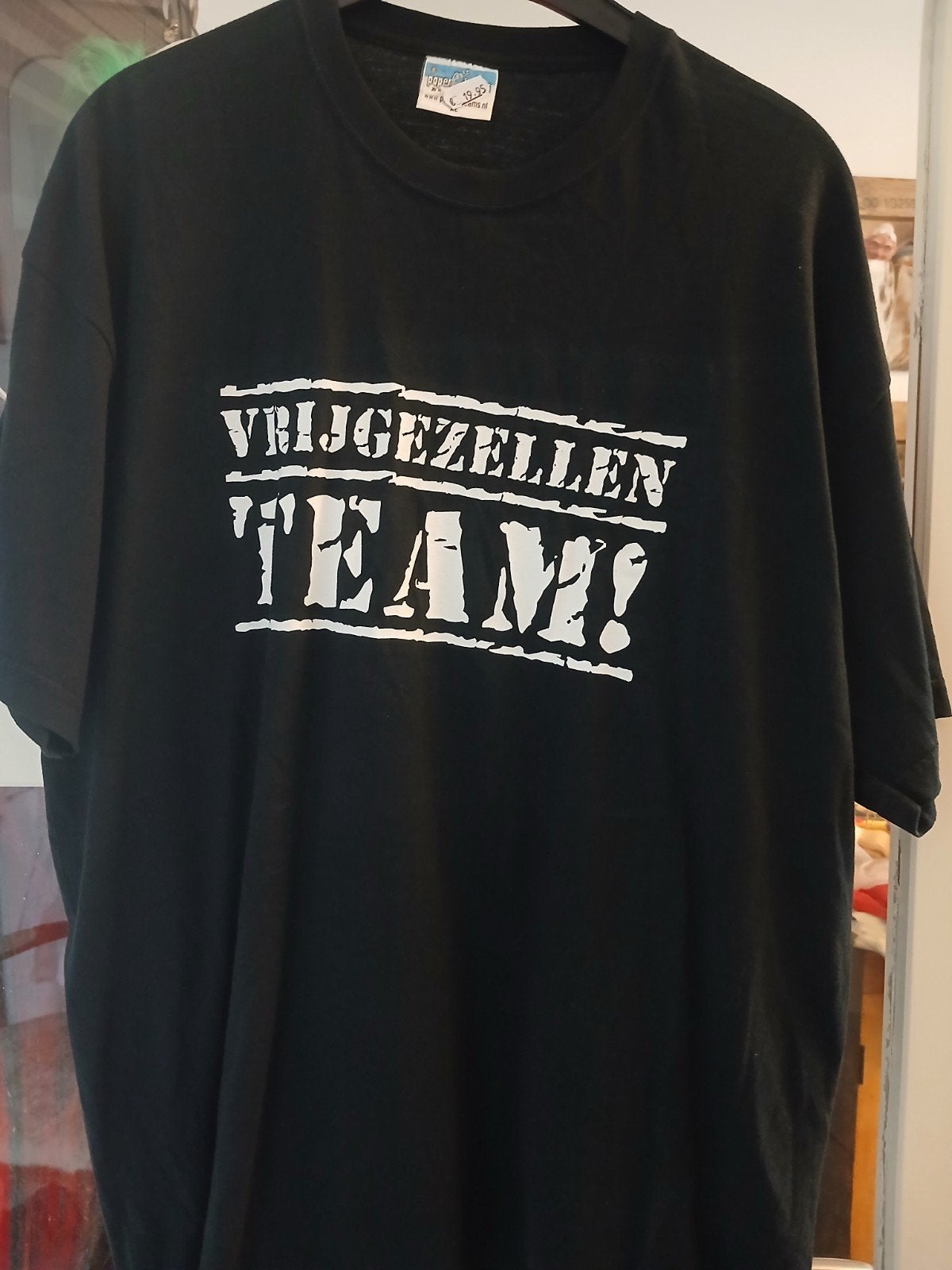 Zwart T-shirt "Vrijgezellen TEAM!" - Maat XL, Paperclip, Zwart, Ophalen of Verzenden, Maat 56/58 (XL)