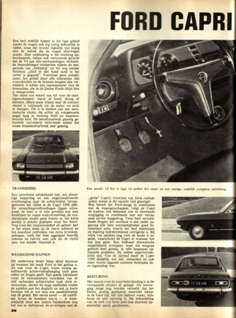 Autovisie test Ford Capri 1500 XL Maart 1969, Ophalen of Verzenden, Gelezen, Ford