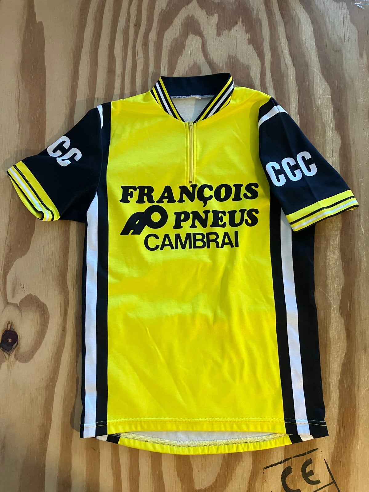 Retro Fietsshirt - Francois Pneus Cambrai - Maat M, Ophalen of Verzenden, Zo goed als nieuw, Bovenkleding, Heren
