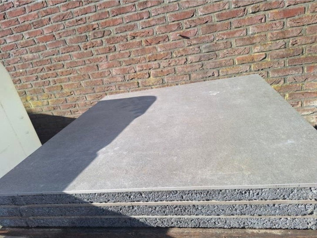 3x GeoCeramica 90x90x4 Patch Plus Grey (2,43m2), Tuin en Terras, Ophalen, Keramiek, Nieuw, Minder dan 5 m²