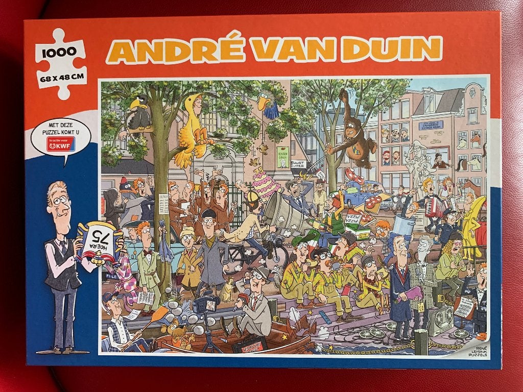 Legpuzzel "André van Duin" Hoera 75 - 1000 STUKJES, Ophalen of Verzenden, 500 t/m 1500 stukjes, Zo goed als nieuw, Legpuzzel