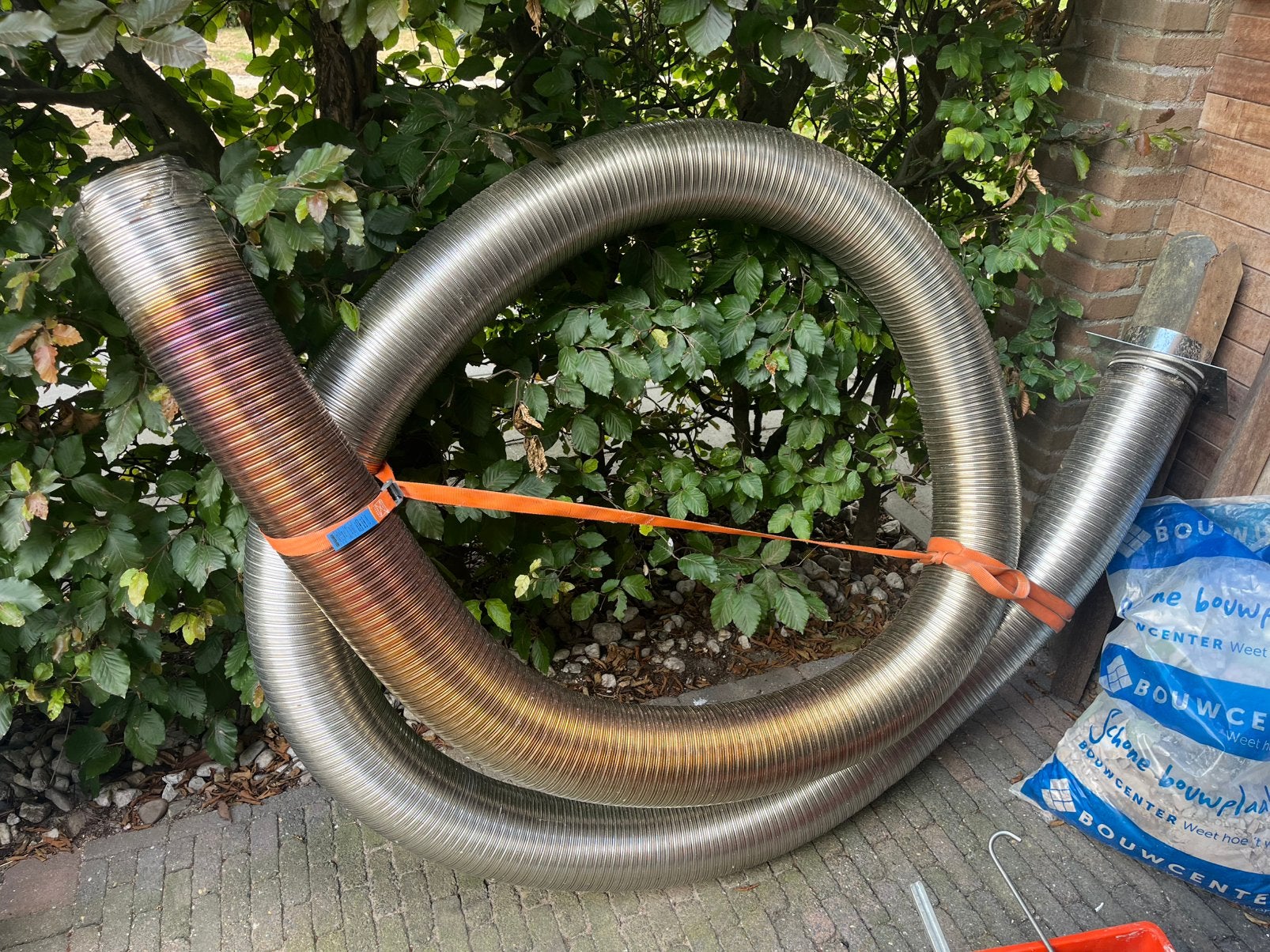 flexibele RVS afvoerbuis diameter 150mm / lengte 6 meter., Doe-het-zelf en Verbouw, Buizen en Afvoer, Ophalen, Zo goed als nieuw