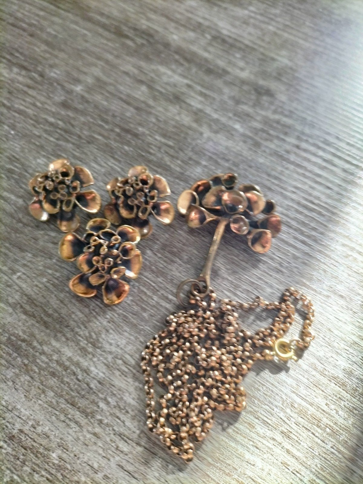 Vintage Brons Hannu Ikonen Rendier Mos Sieraden Set, Verzenden, Overige materialen, Broche