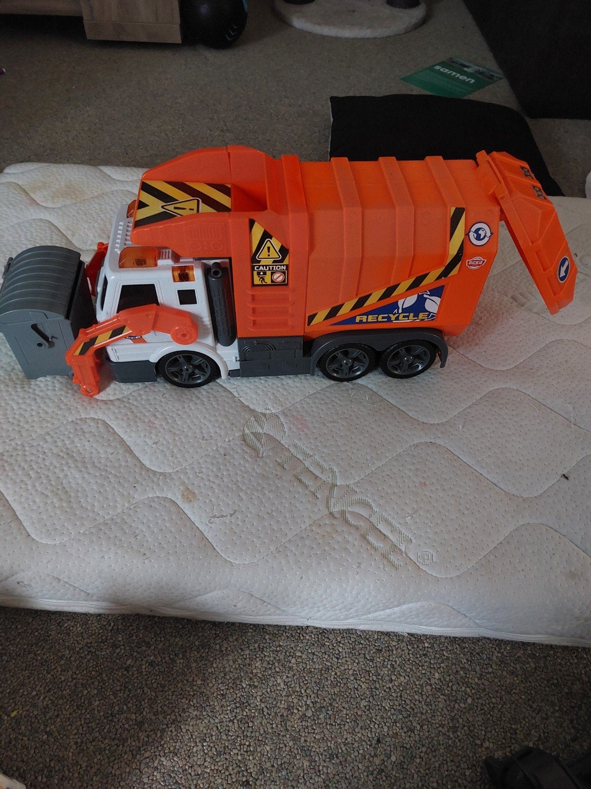 Speelgoed vuilniswagen met container, Ophalen, Gebruikt