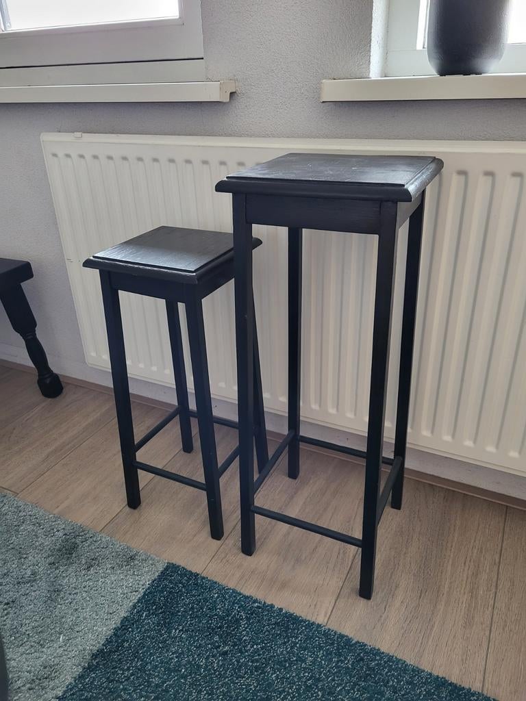Set plantentafel zwart / zwarte krukken, Ophalen, Gebruikt