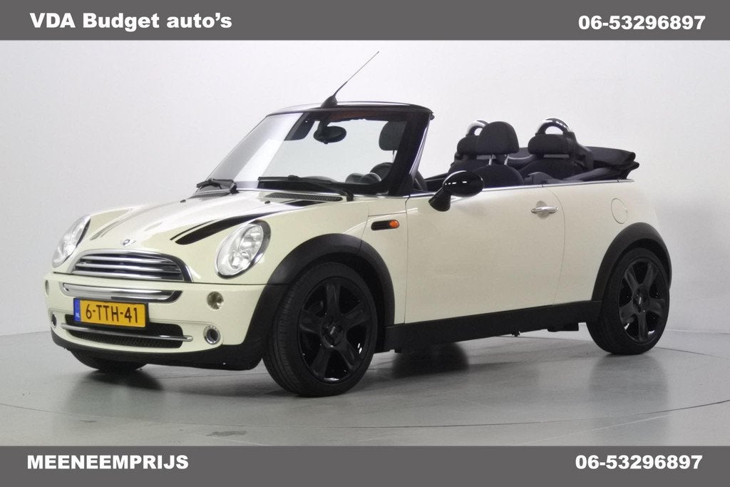 MINI Cabrio 1.6 Cooper 17" Bullit black, Auto's, Voorwielaandrijving, Stof, Gebruikt, Zwart